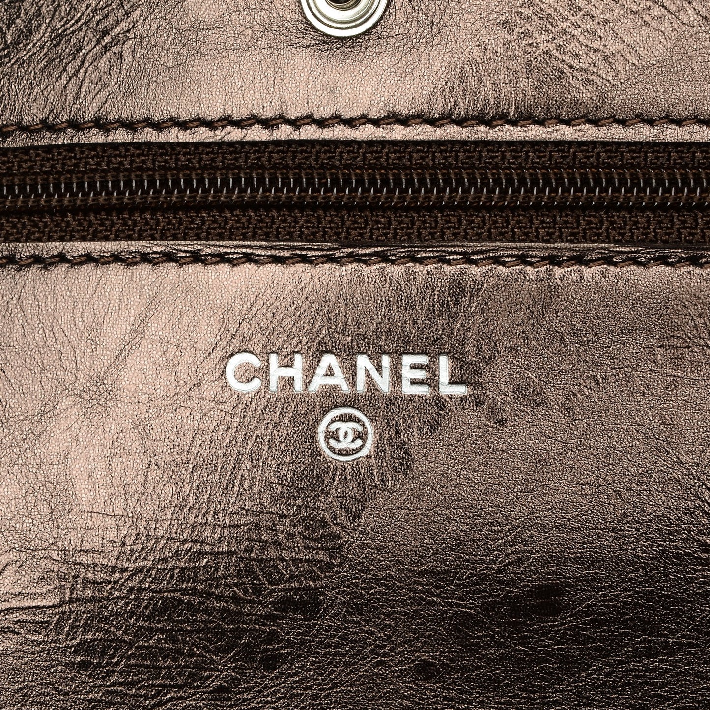 Metallic Aged Calfskin Quilted Reissue Wallet On Chain WOC Bronze