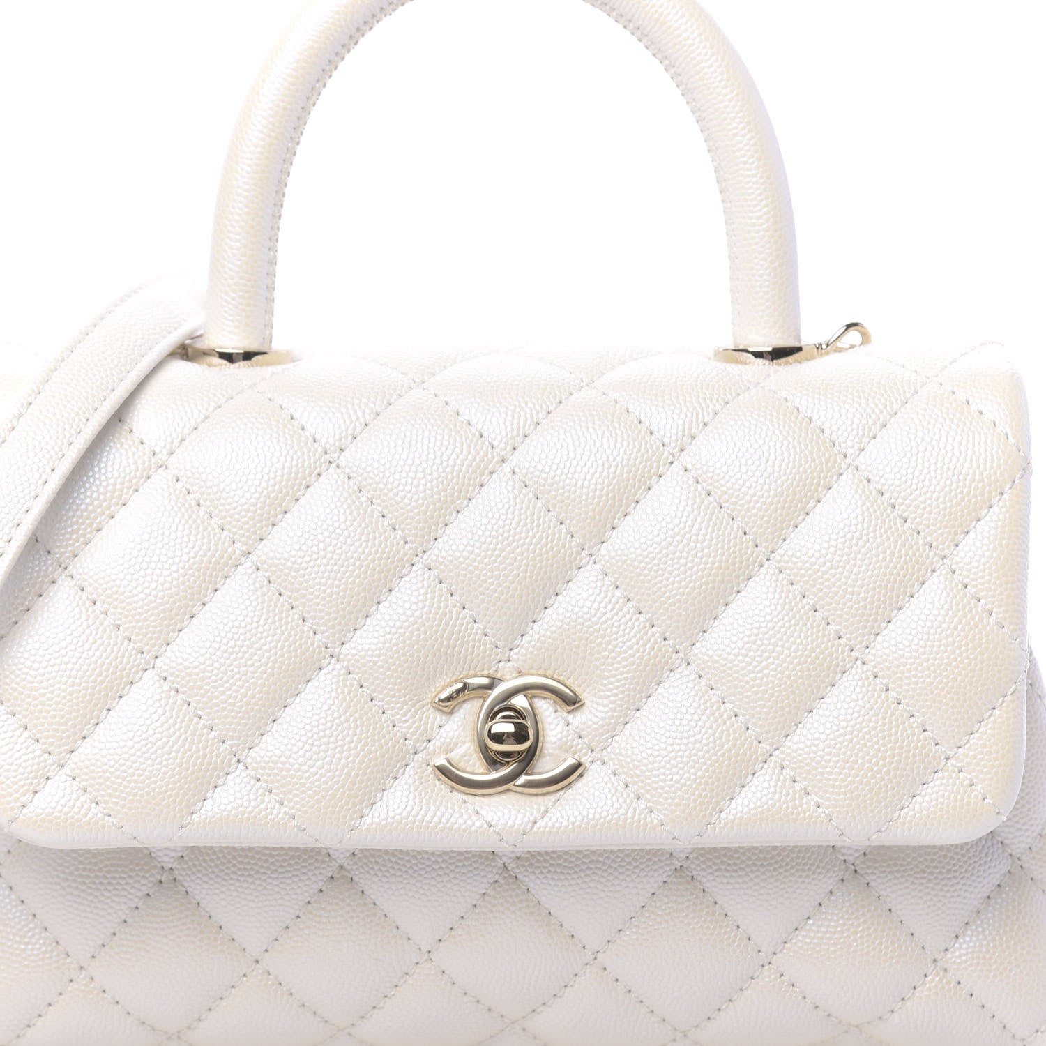 Chanel Iridescent Caviar Quilted Mini Coco Handle Flap White 9 of 11