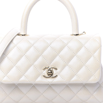 Chanel Iridescent Caviar Quilted Mini Coco Handle Flap White 9 of 11