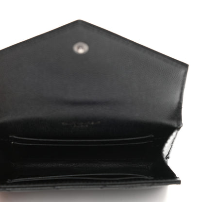 Saint Laurent Grain De Poudre Matelasse Chevron Small Monochrome Monogram Envelope Wallet Black 5 of 8