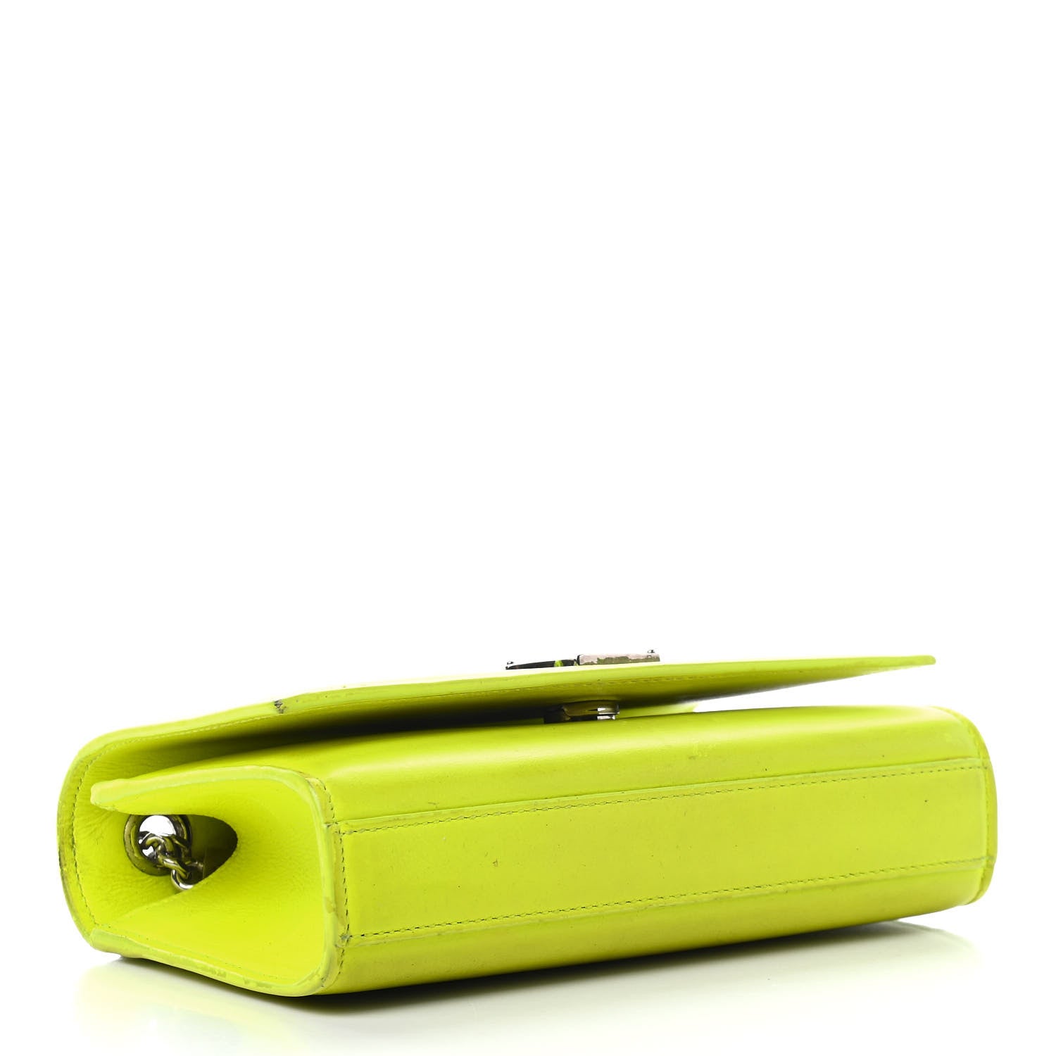 Saint Laurent Patent Grain de Poudre Small Monogram Kate Satchel Neon Yellow 4 of 10