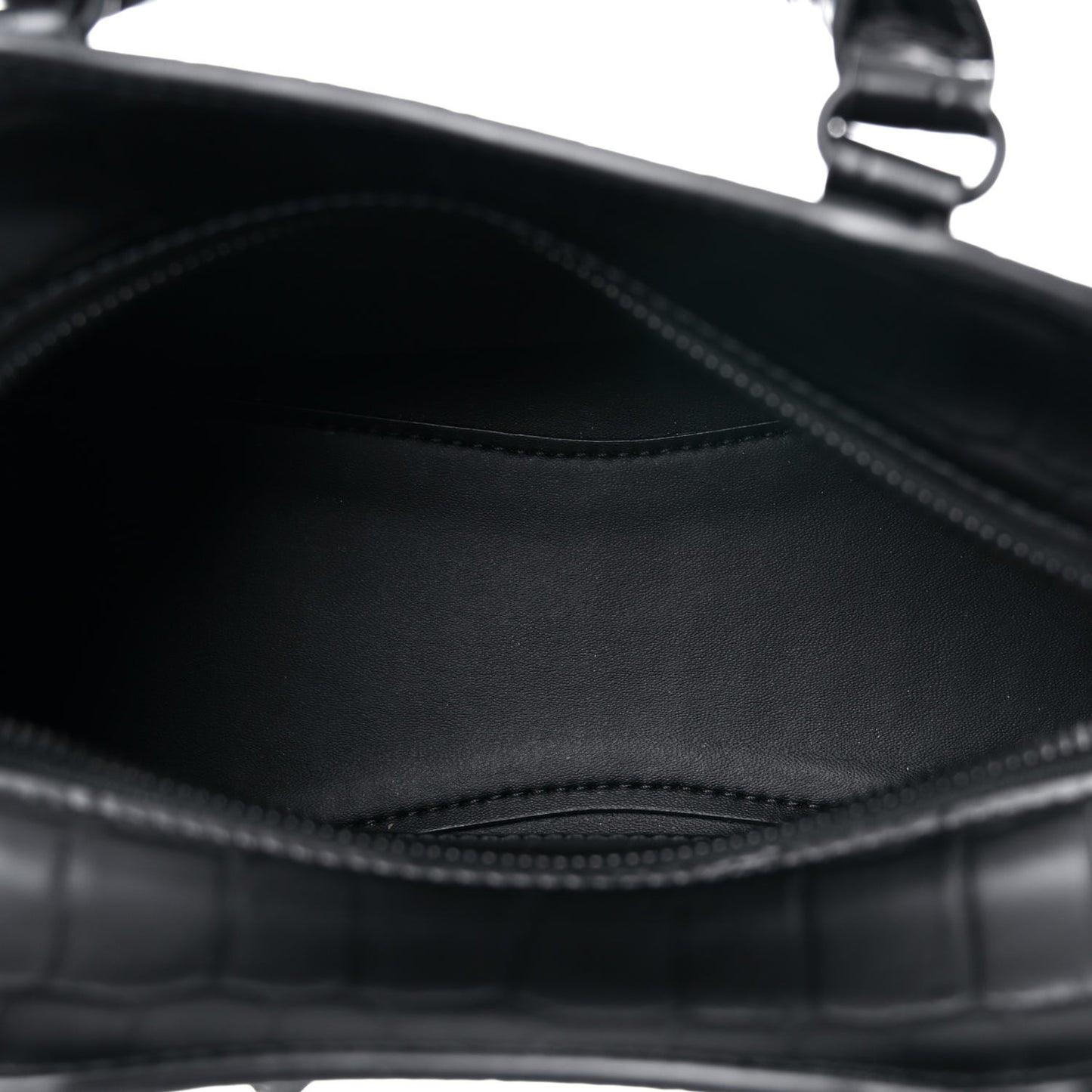 Semi Shiny Calfskin Crocodile Embossed Neo Classic Black Hardware Mini City Black
