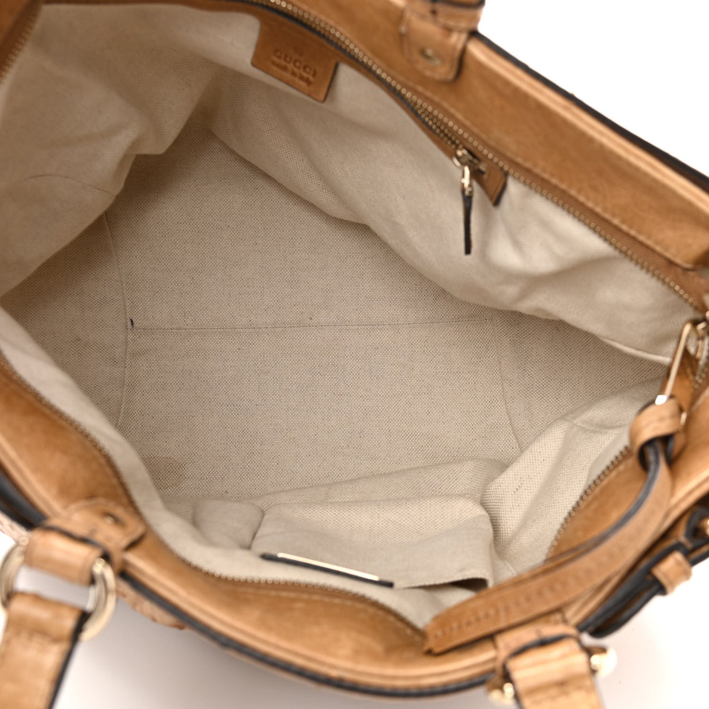 Ostrich Medium Bamboo Buckle Tote Tan