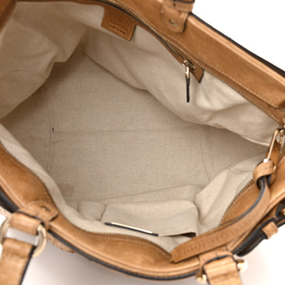 Gucci Ostrich Medium Bamboo Buckle Tote Tan 5 of 12