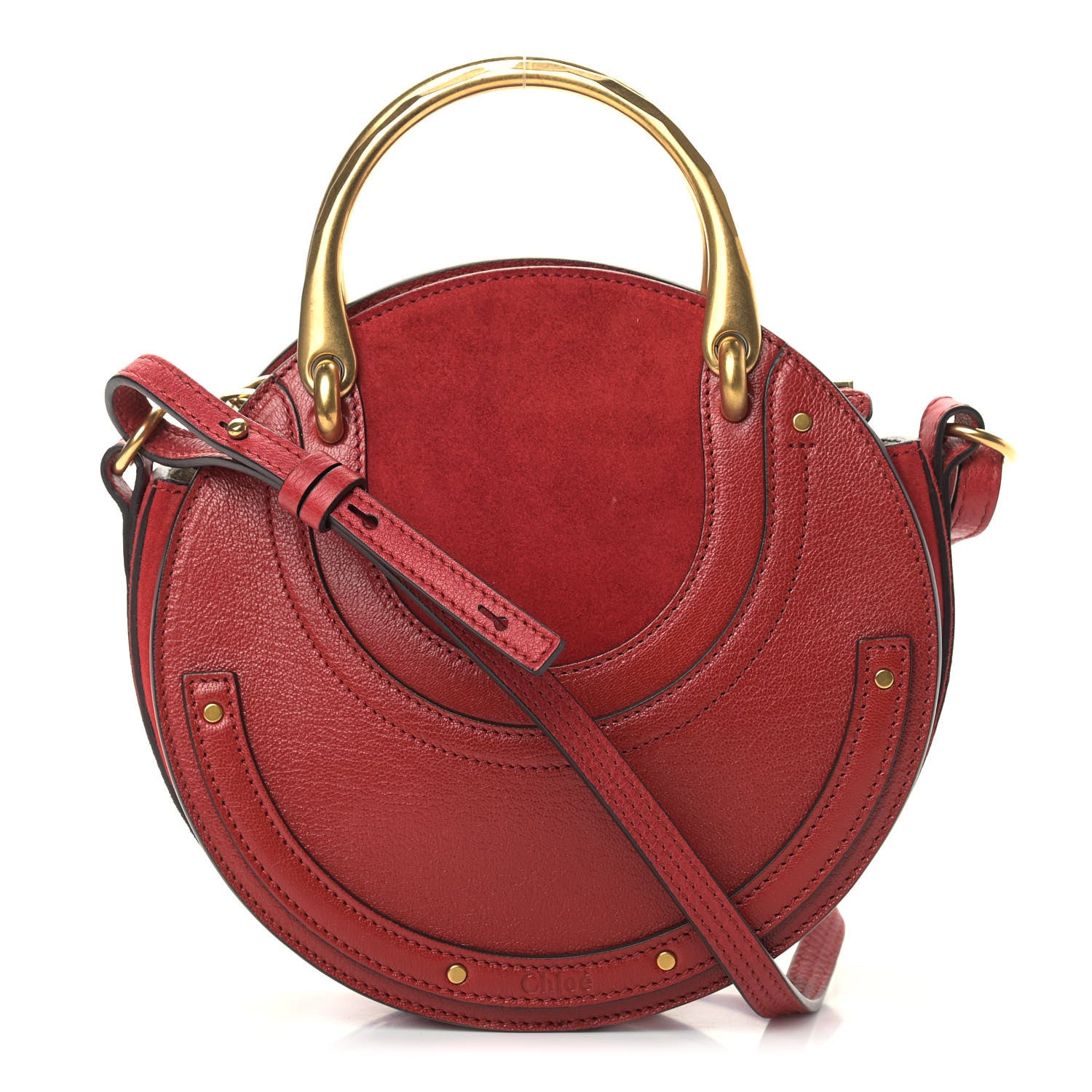 Chloe Shiny Goatskin Smooth Calfskin Suede Small Pixie Bag Dahlia Red 1 of 8