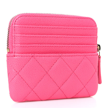 Chanel Caviar Quilted Zip Card Holder Wallet Pink 3 of 8