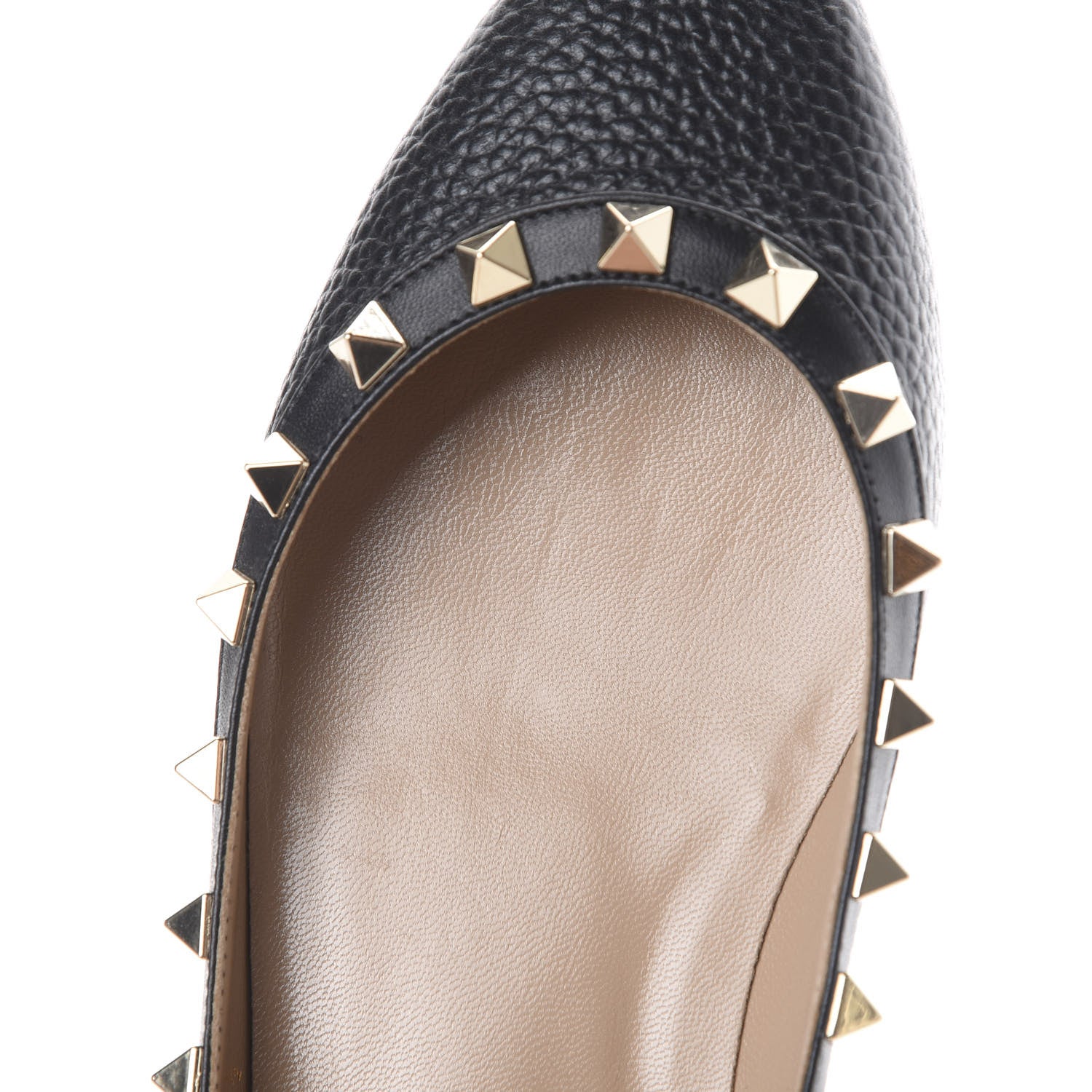 Valentino Garavani Pebbled Calfskin Rockstud Ballerina Flats 36.5 Black 9 of 12