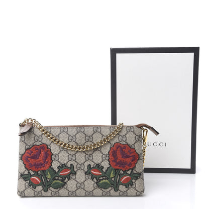 Gucci GG Supreme Monogram Embroidered Roses Chain Wrist Wallet 12 of 12
