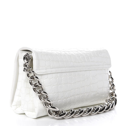 Versace Croc Stamped Patent Palazzo Sultan Shoulder Bag White 2 of 10