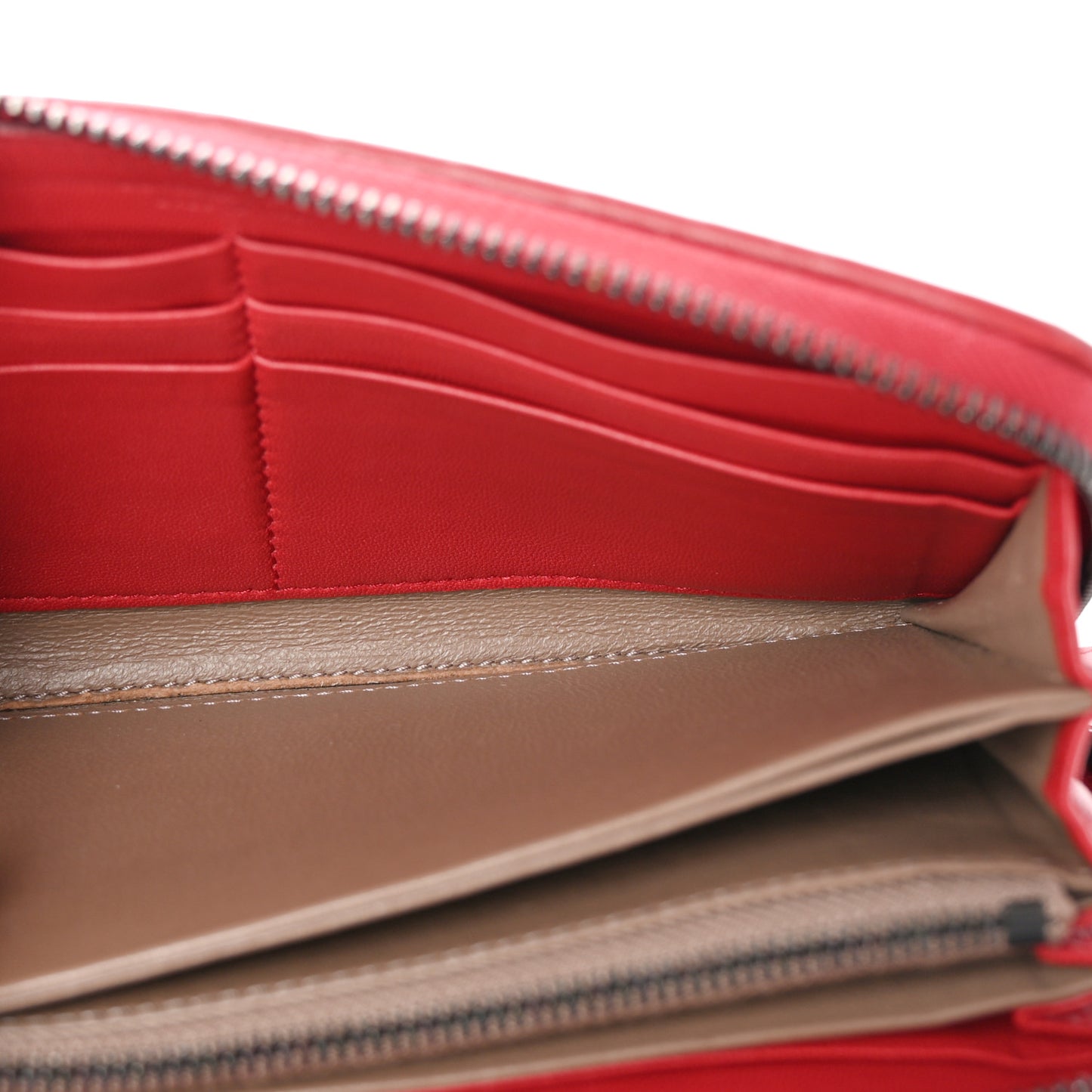 Nappa Intrecciato Zip Around Wallet Red