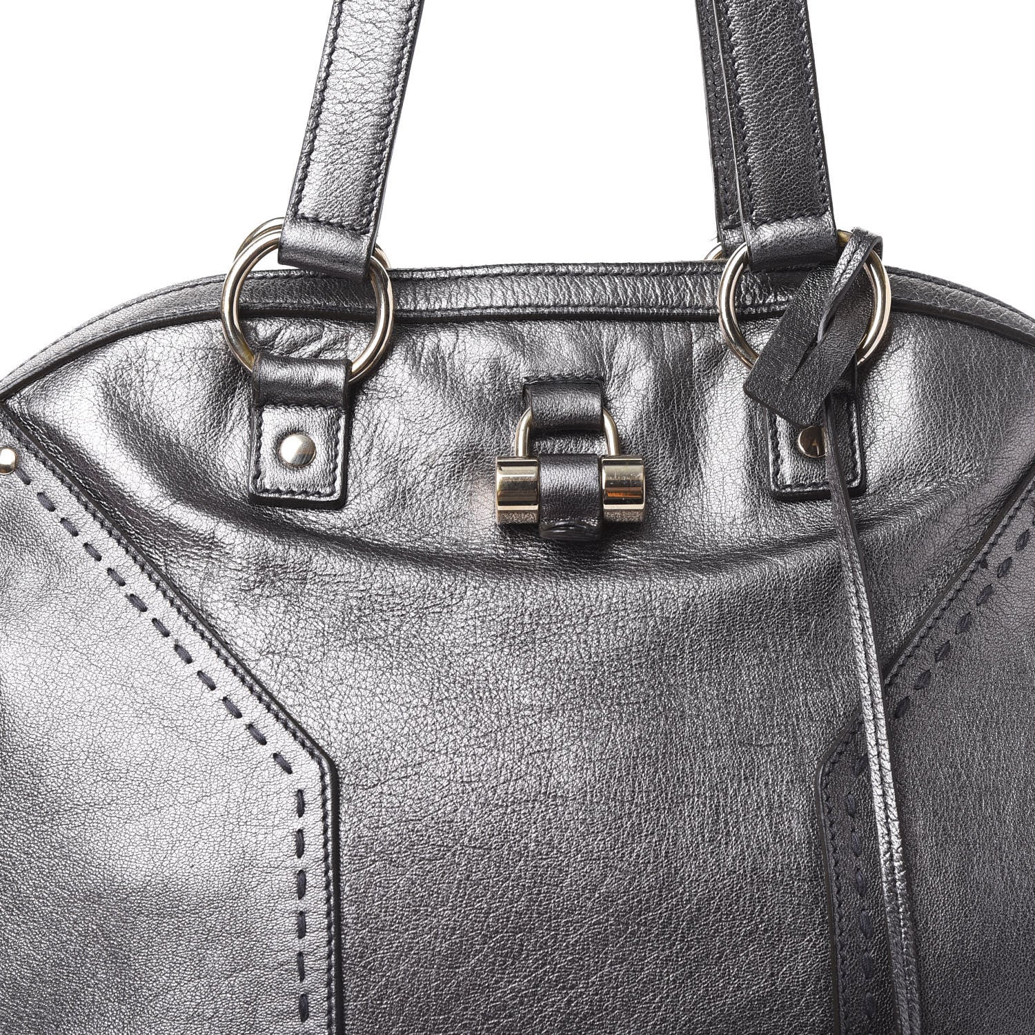 Saint Laurent Metallic Calfskin Oversized Muse Silver 10 of 12