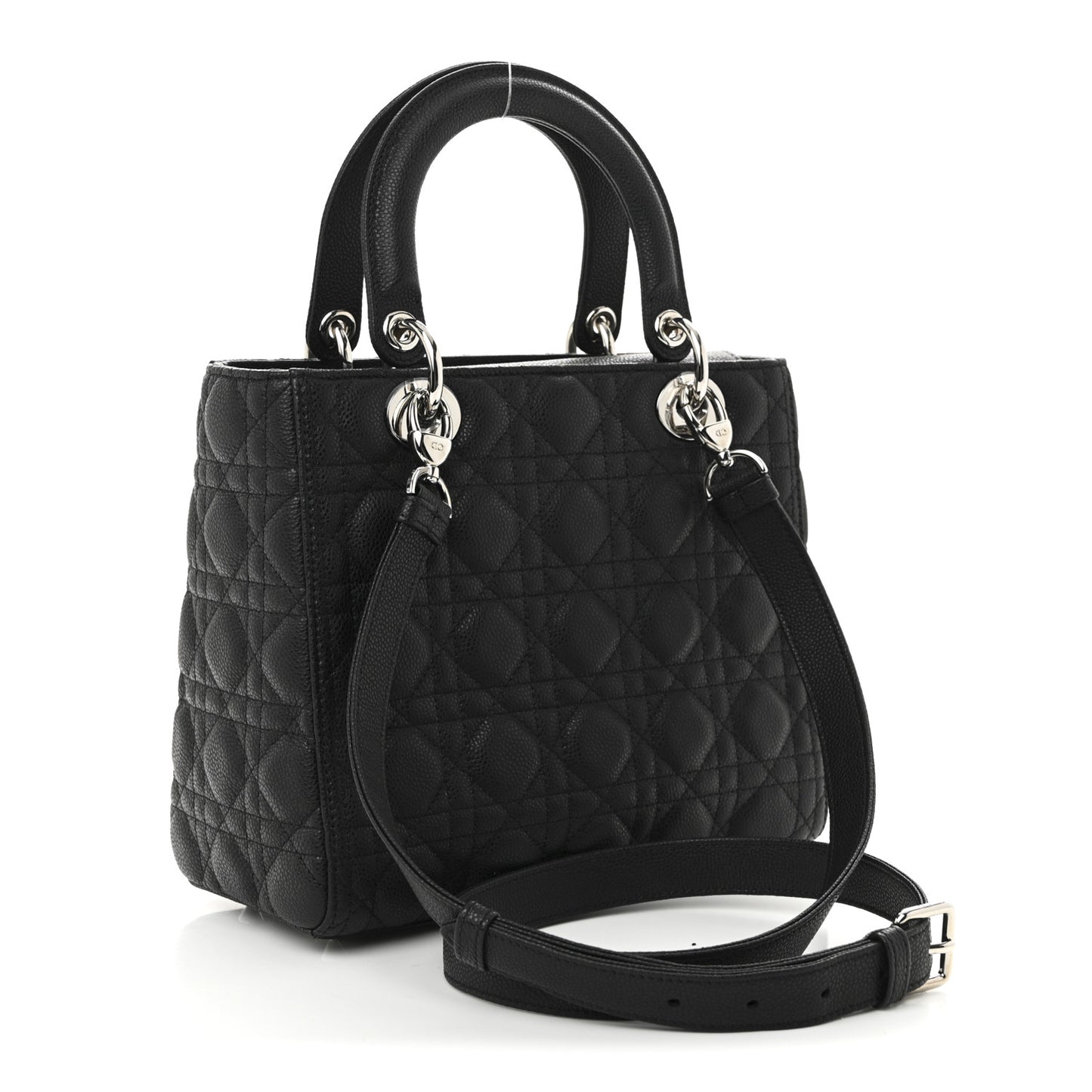 Grained Calfskin Cannage Medium Lady Dior Black