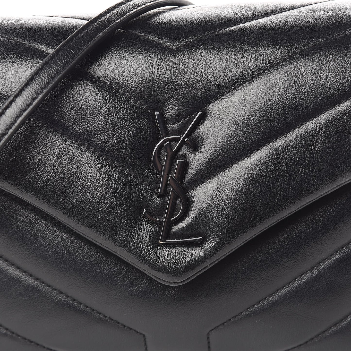 Calfskin Y Quilted Monogram Toy Loulou Crossbody Bag Black