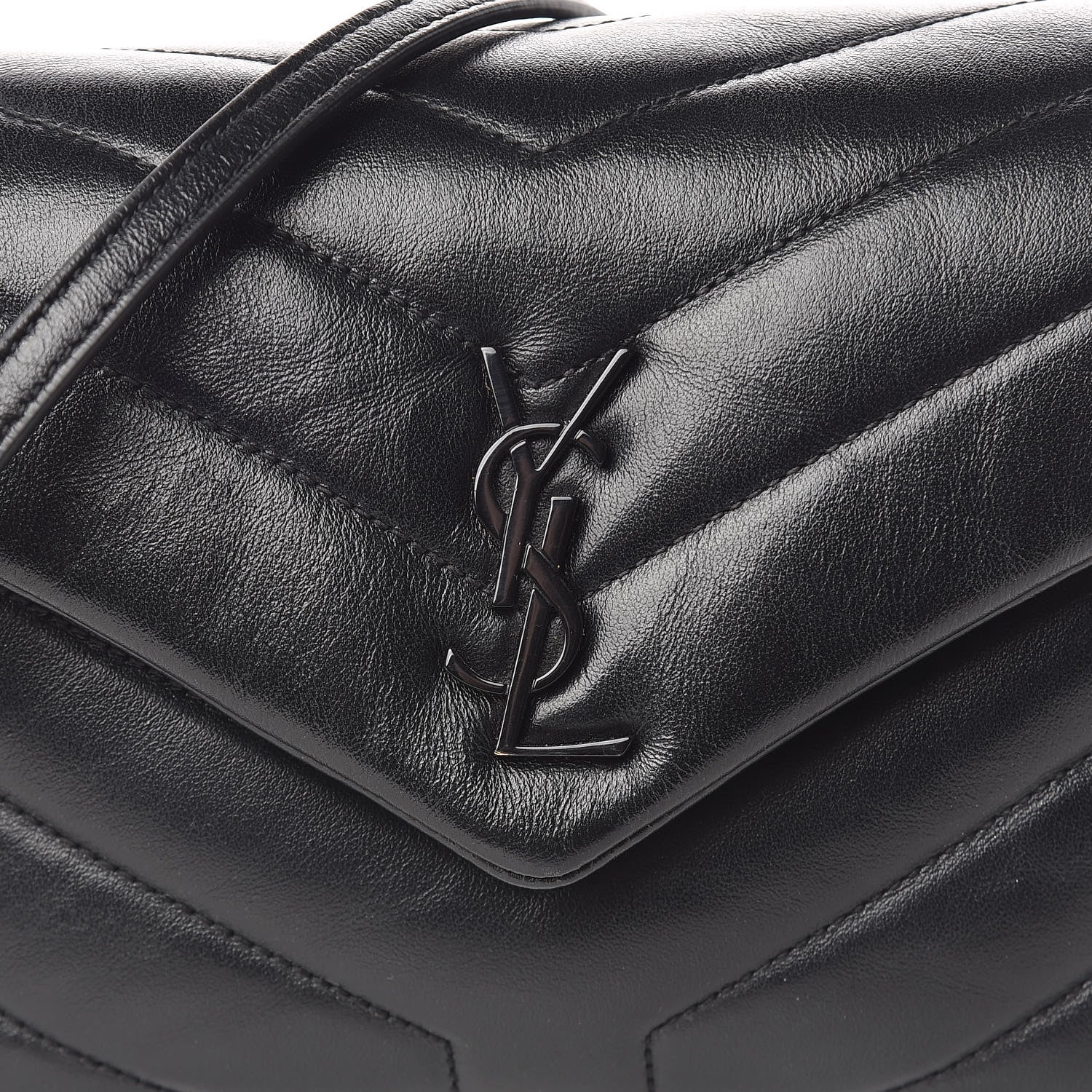 Saint Laurent Calfskin Y Quilted Monogram Toy Loulou Crossbody Bag Black 10 of 11