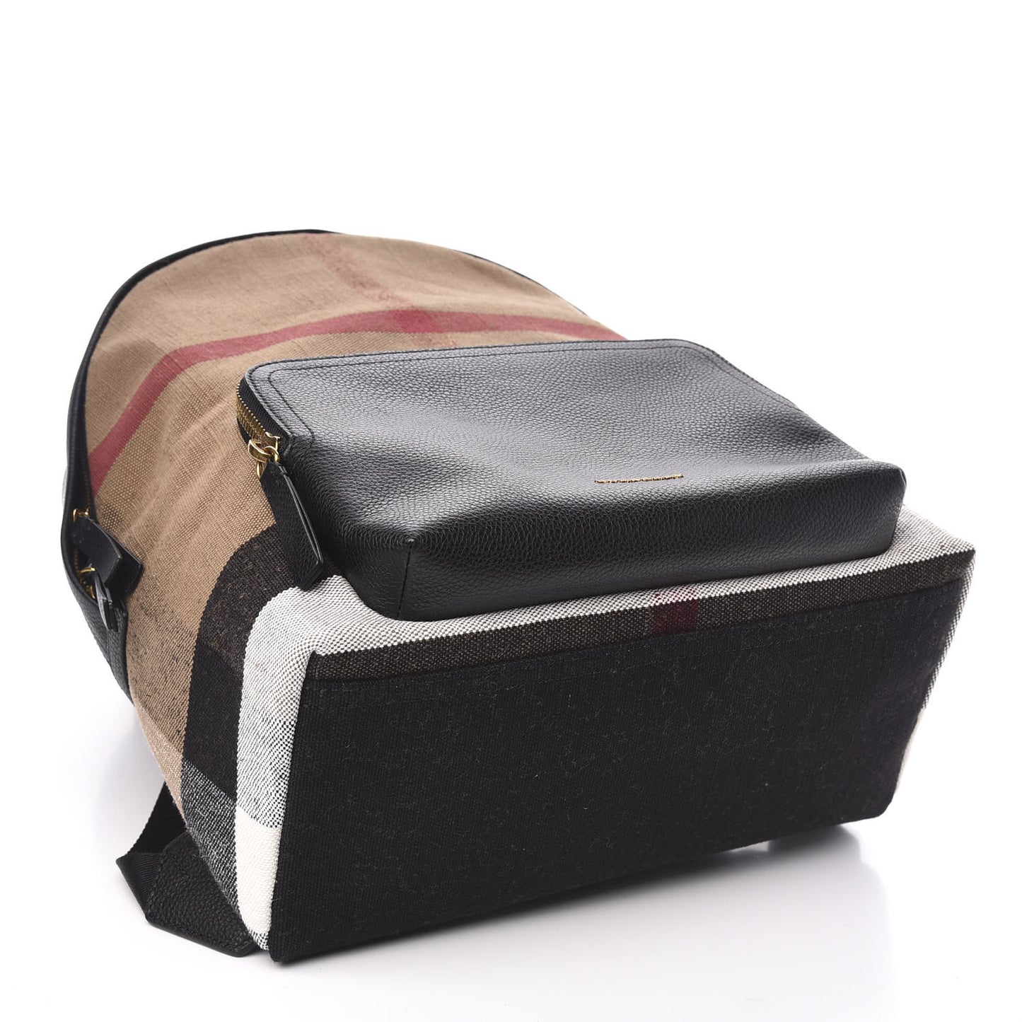 Mega Check Calfskin Abbeydale Simple Backpack Black Camel