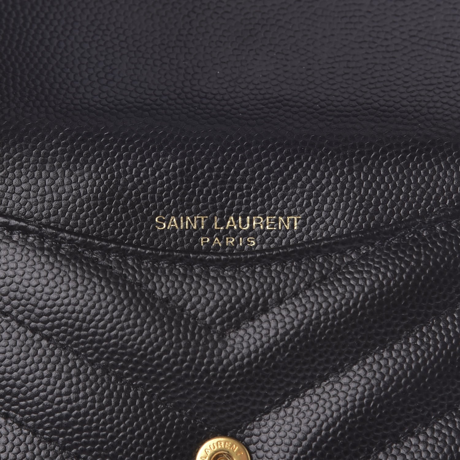 Saint Laurent Grain De Poudre Matelasse Chevron Monogram Compact Wallet Black 6 of 7