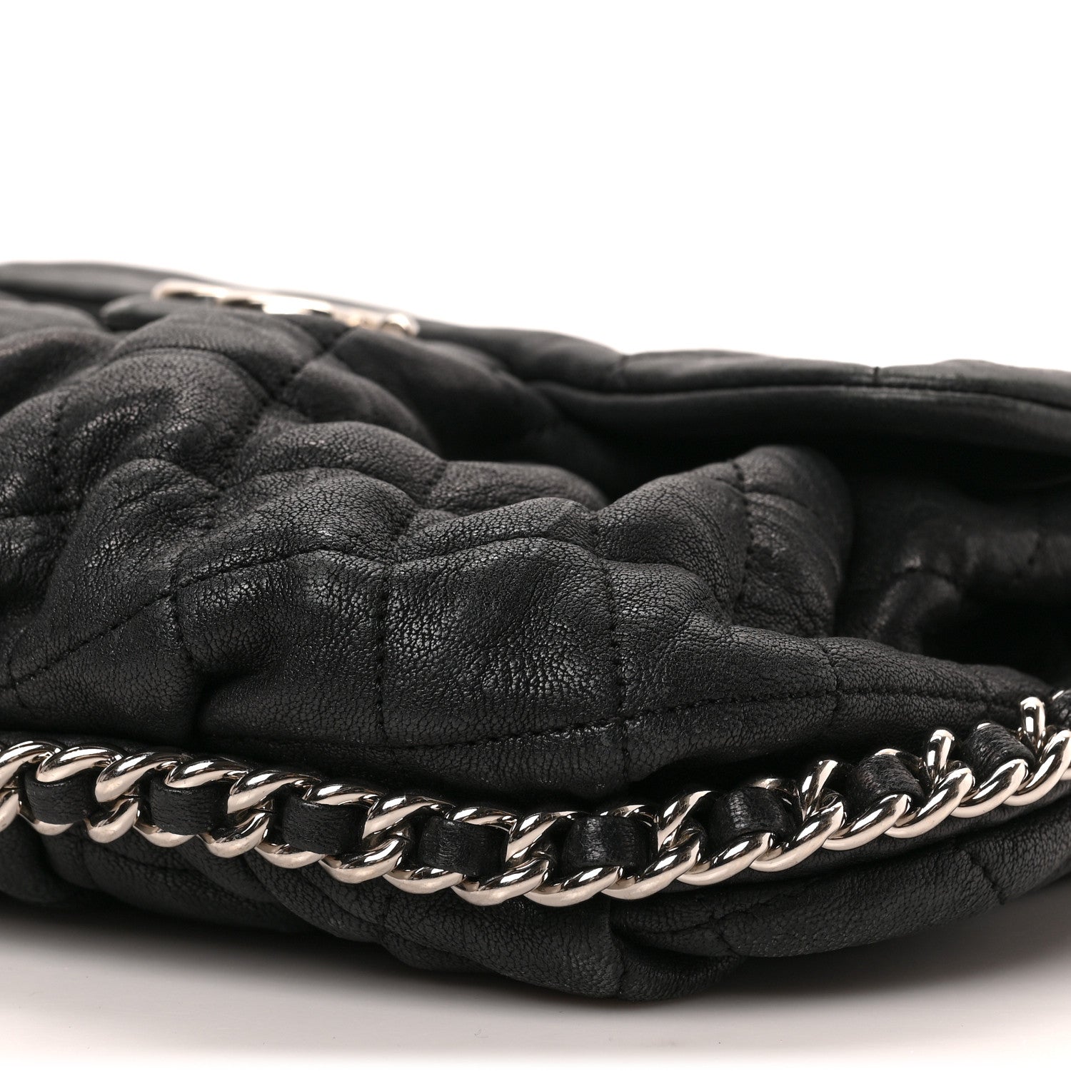 Chanel Washed Lambskin Quilted Medium Chain Around Messenger Black 9 of 9