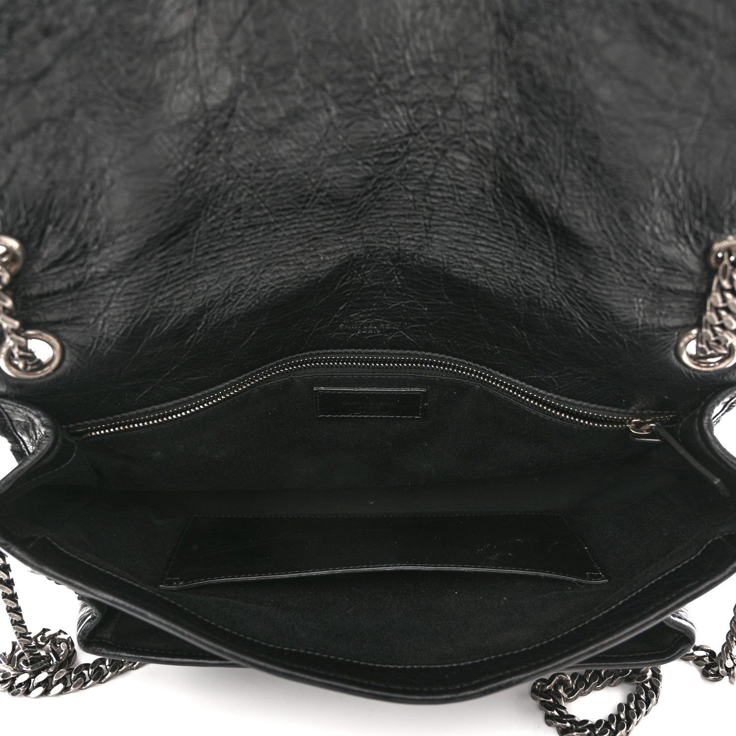 Saint Laurent Crinkled Calfskin Matelasse Monogram Large Niki Chain Satchel Black 5 of 11