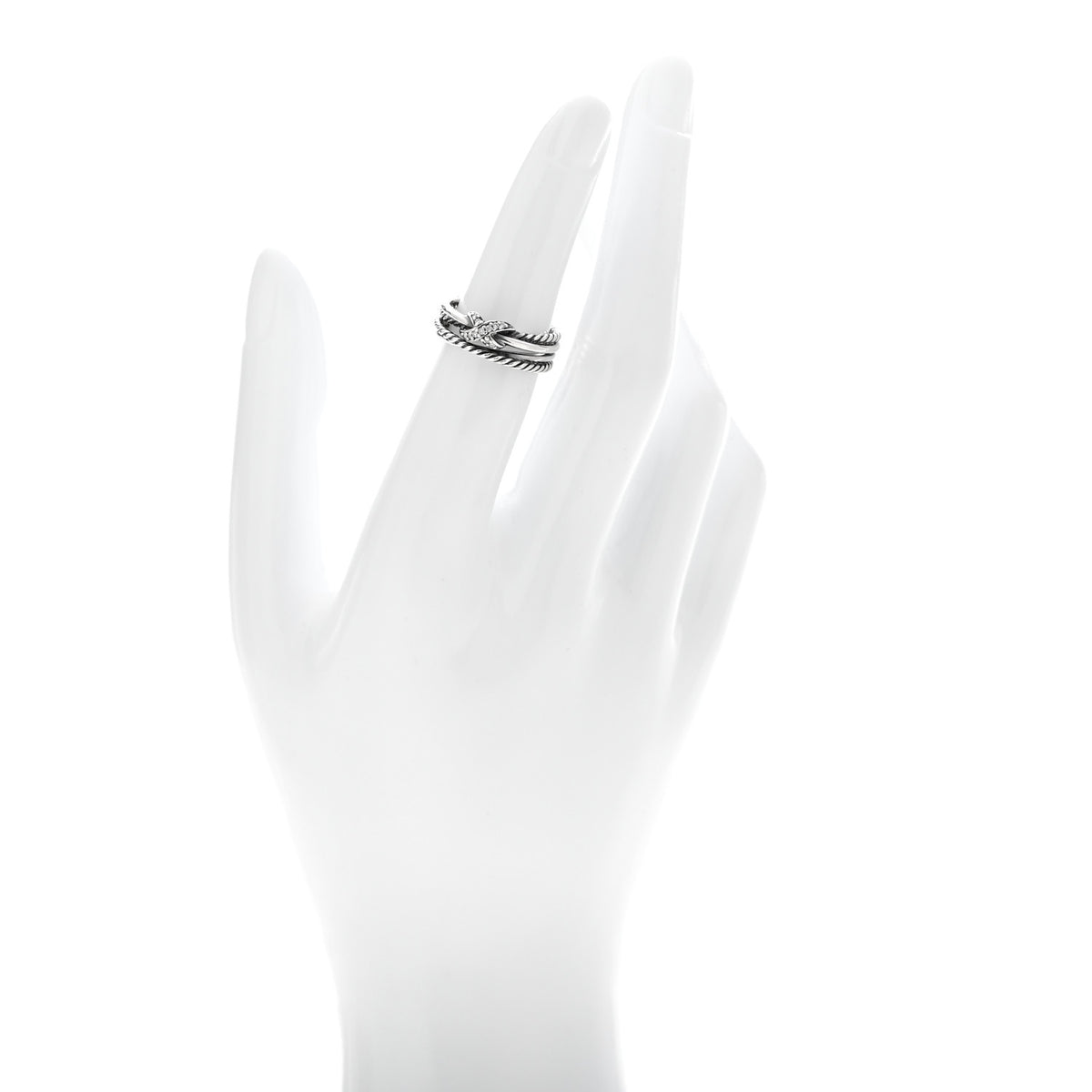 Sterling Silver Diamond X Crossover Ring 49 4.75
