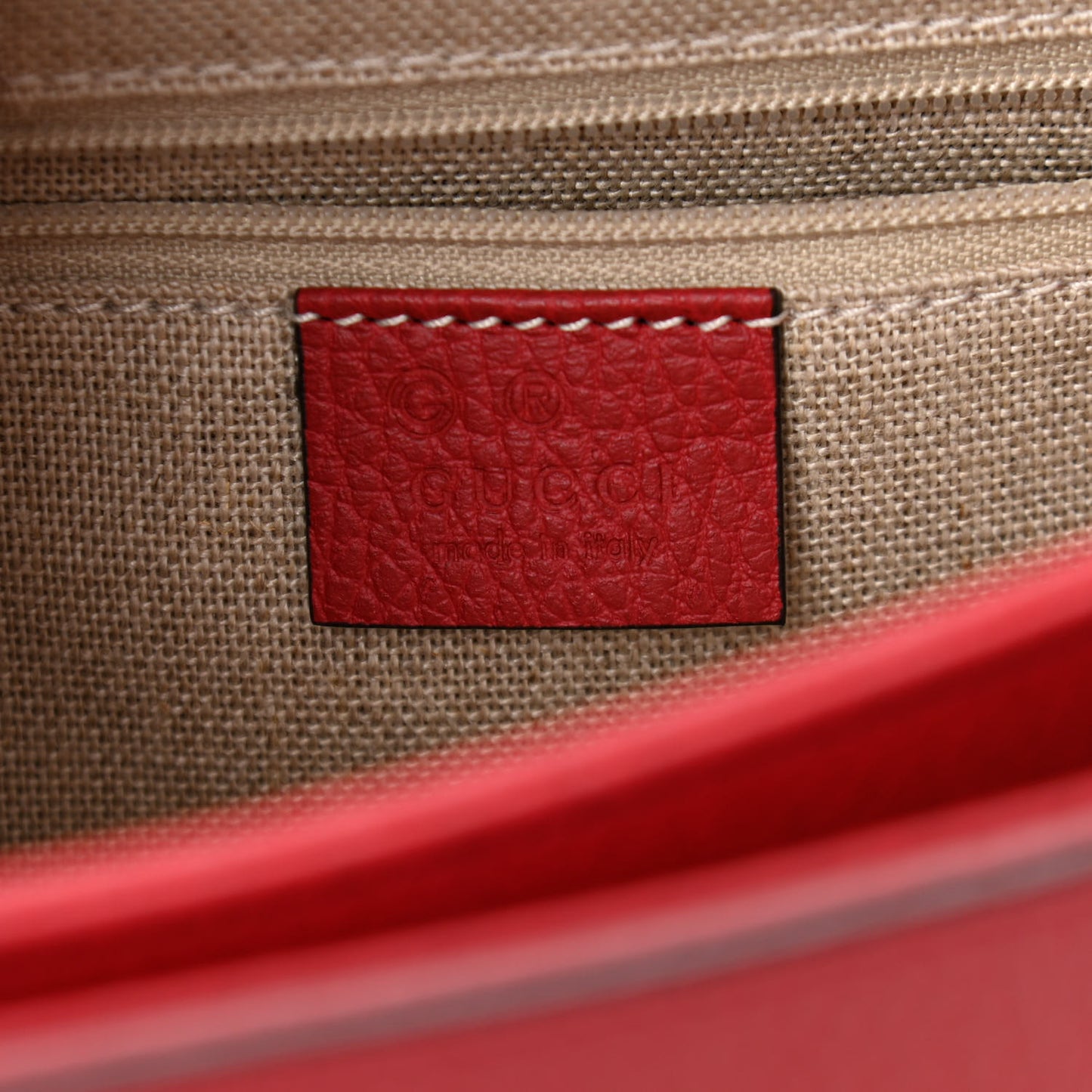 Dollar Calfskin Interlocking G Top Handle Shoulder Bag Red