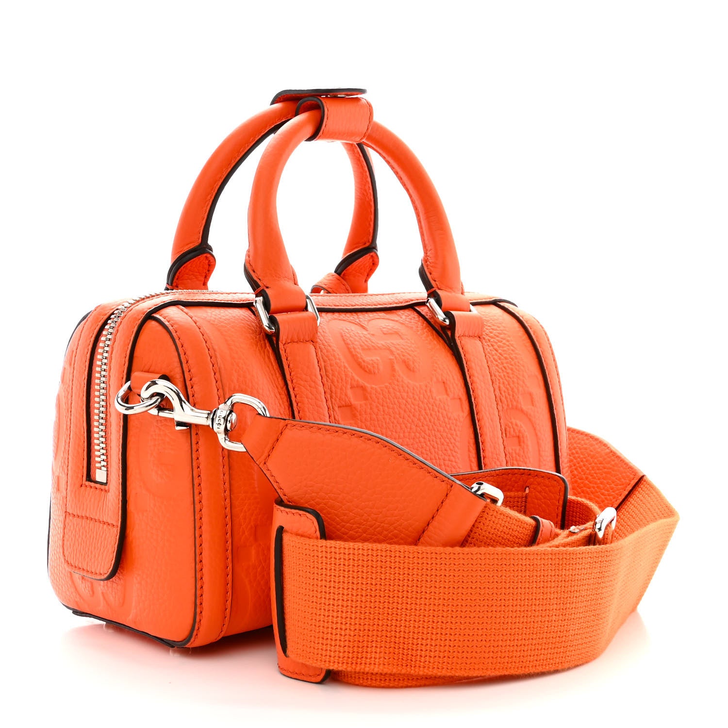 Gucci Piuma Calfskin Jumbo GG Embossed Mini Duffle Bag Good Orange 3 of 10