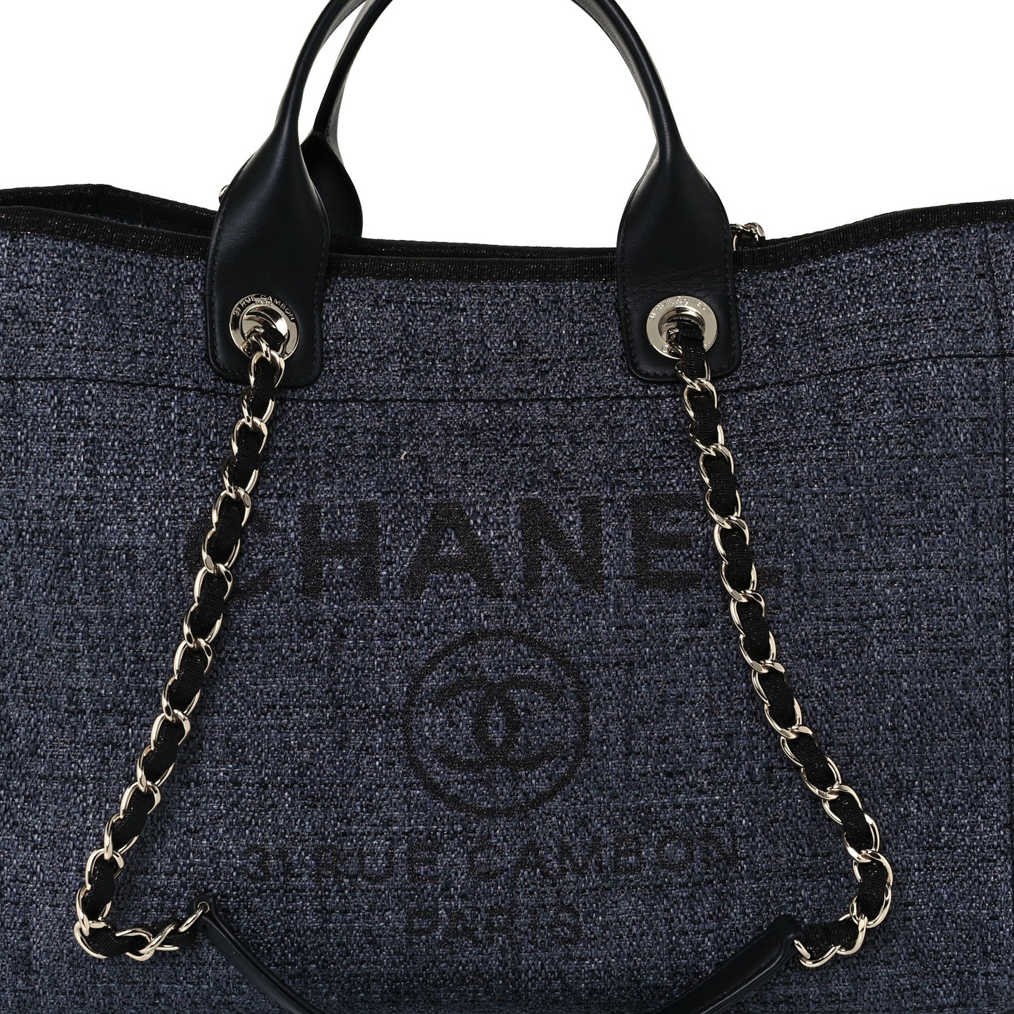 Lurex Boucle Medium Deauville Tote Black