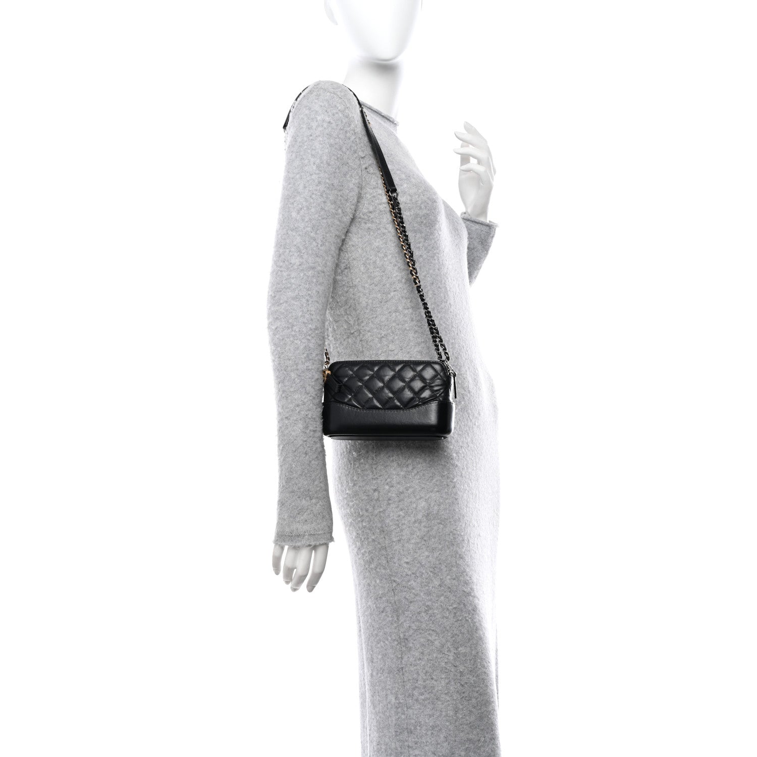 Chanel Aged Calfskin Quilted Small Gabrielle Clutch With Chain Black 2 of 13