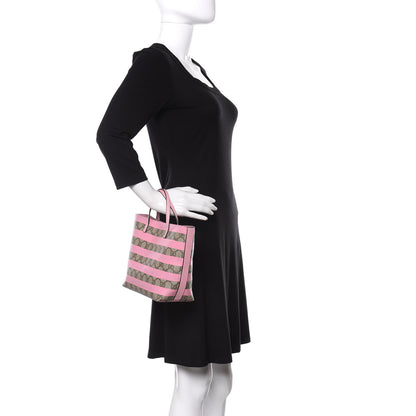 Gucci GG Supreme Monogram Striped Childrens Tote Beige Ebony Pink 2 of 10