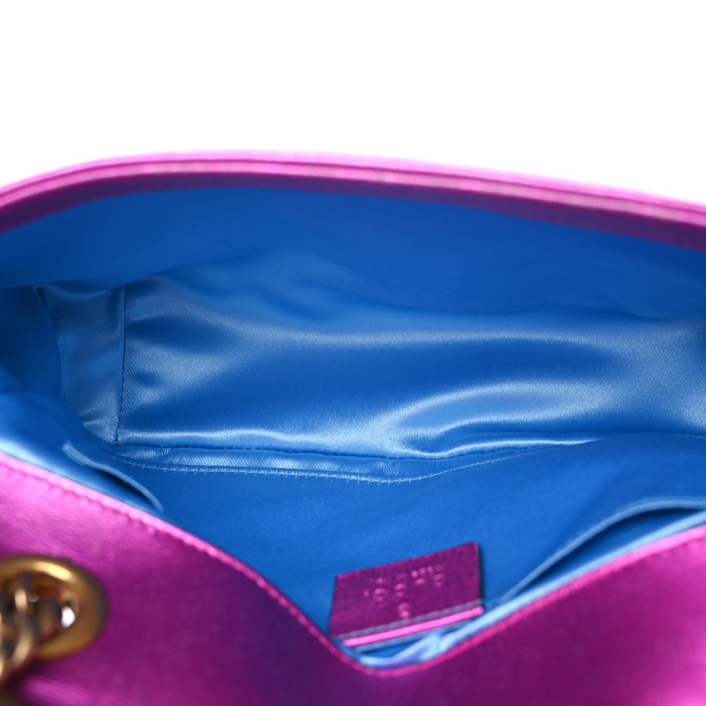 Metallic Calfskin Matelasse Mini GG Marmont Shoulder Bag Fuchsia