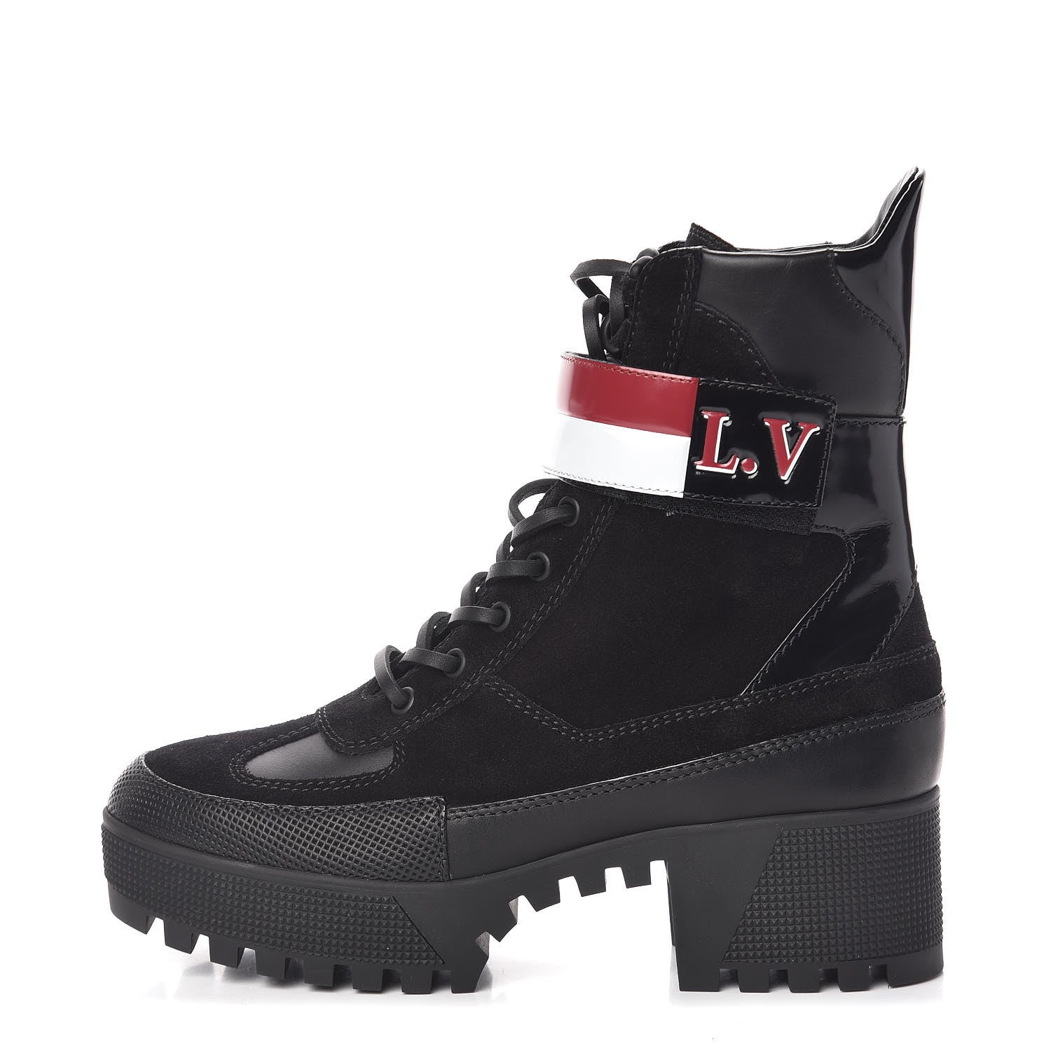Louis Vuitton Suede Calfskin Laureate Platform Desert Boots 37.5 Black 1 of 8