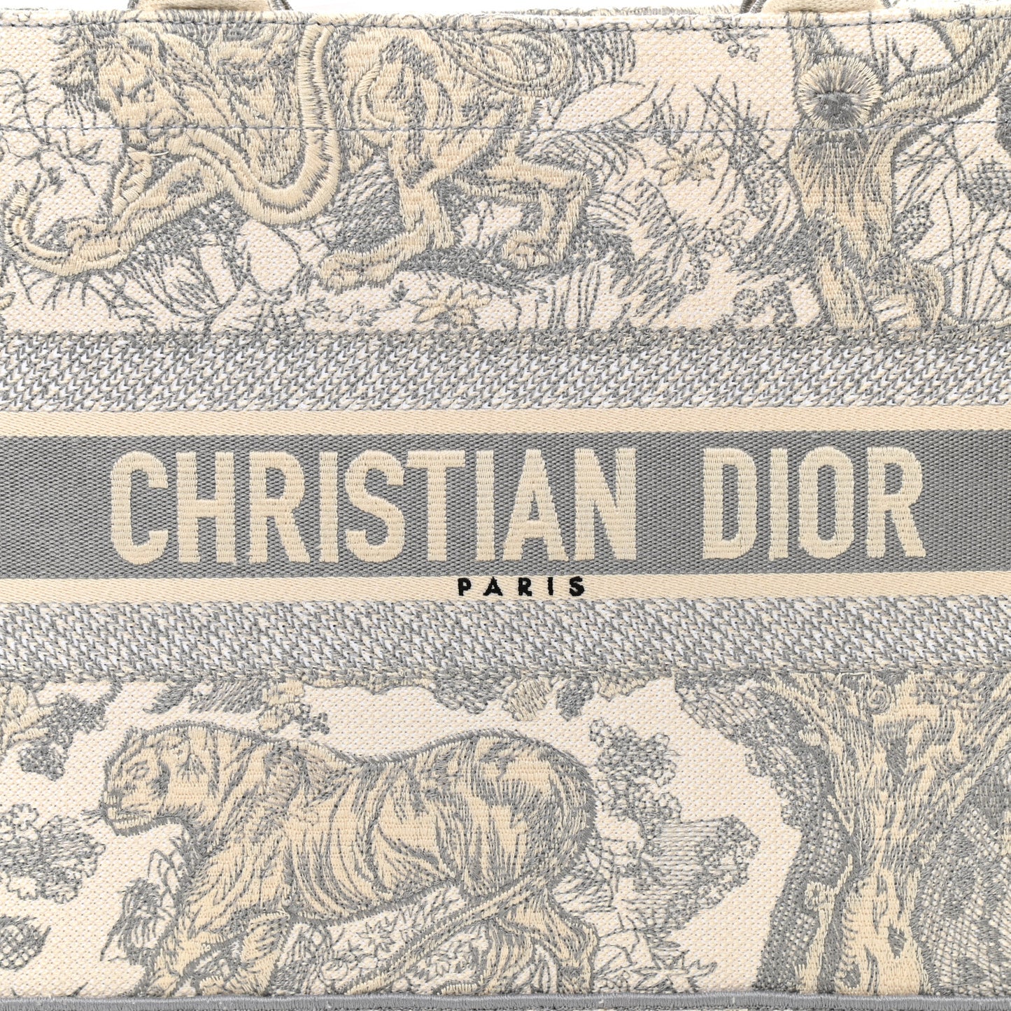 Canvas Embroidered Medium Dioriviera Toile De Jouy Book Tote Gray