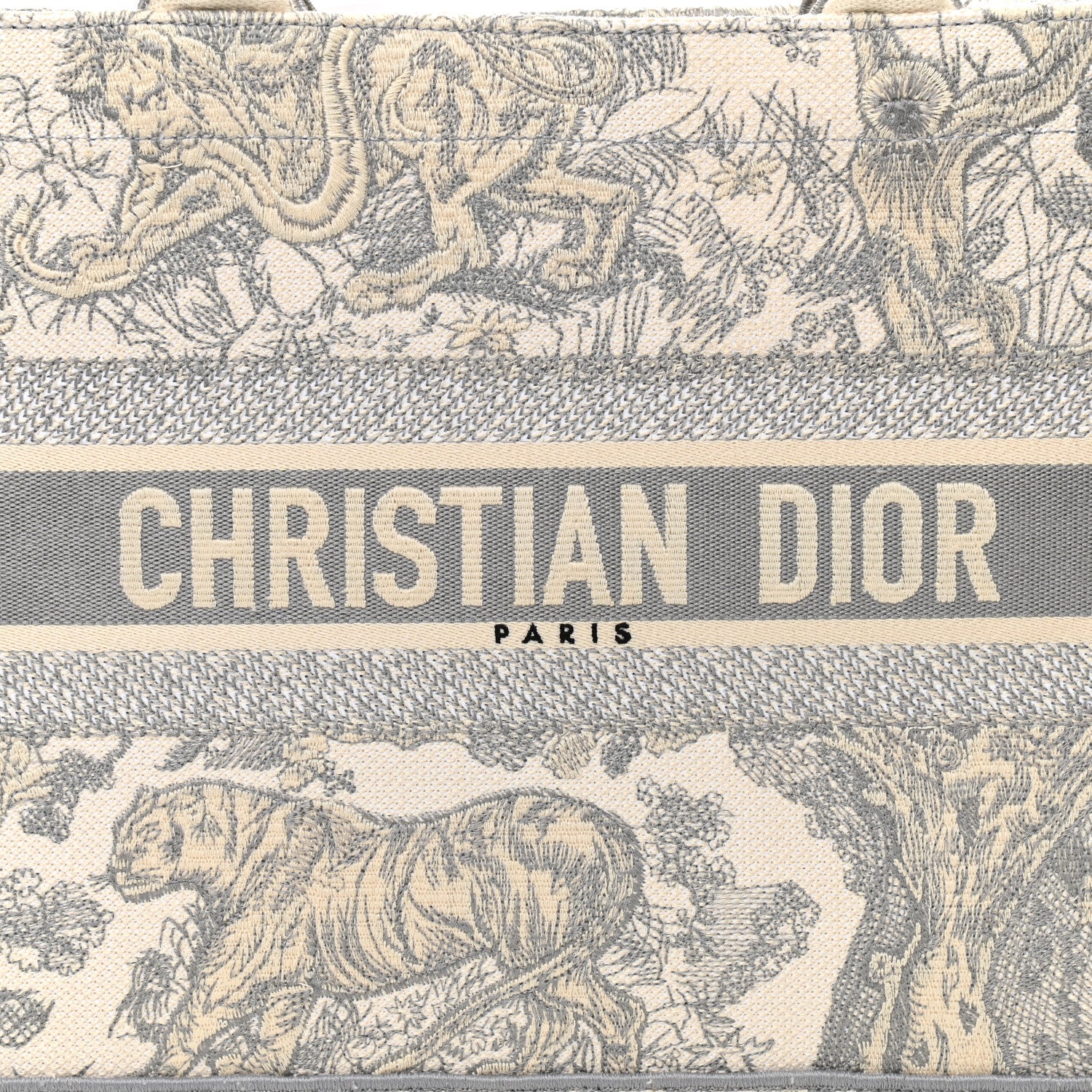 Christian Dior Canvas Embroidered Medium Dioriviera Toile De Jouy Book Tote Gray 8 of 10