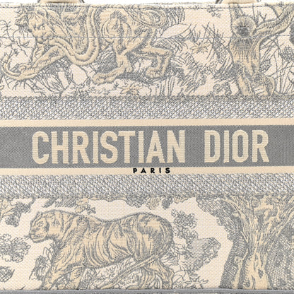 Christian Dior Canvas Embroidered Medium Dioriviera Toile De Jouy Book Tote Gray 8 of 10