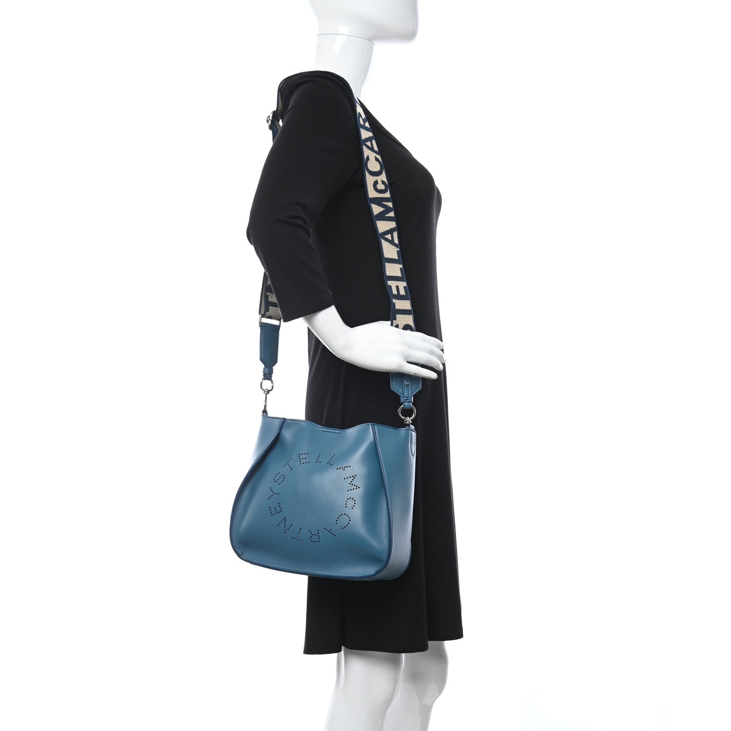 Stella McCartney Eco Alter Nappa Perforated Logo Mini Crossbody Teal 2 of 14