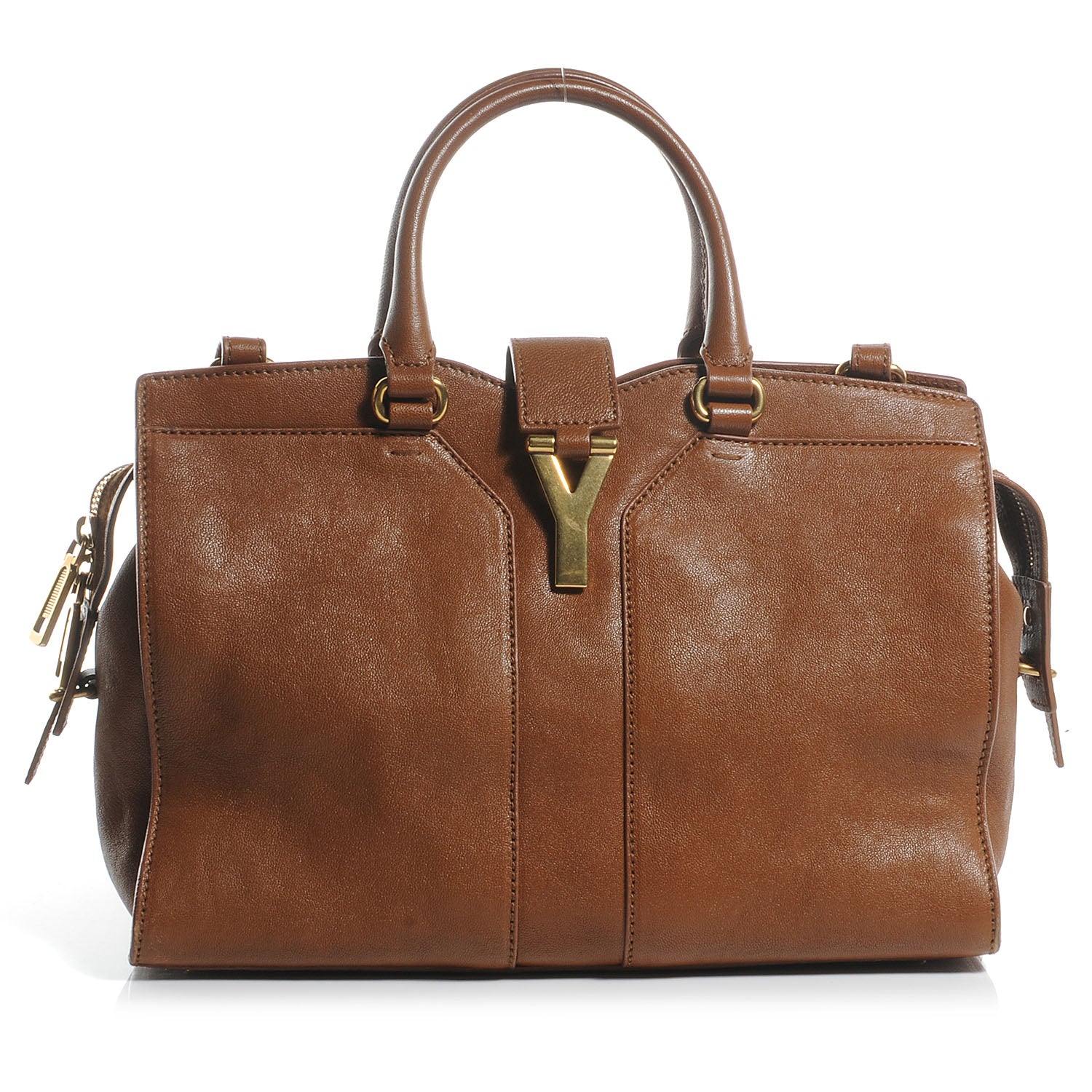 Saint Laurent Leather Mini Cabas Chyc Whiskey 1 of 9
