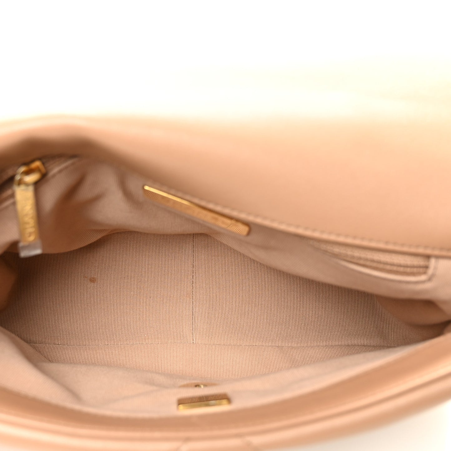 Lambskin Quilted Medium Chanel 19 Flap Dark Beige