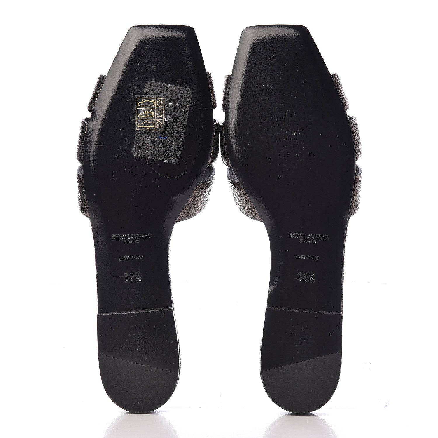 Saint Laurent Metallic Crackled Calfskin Nu Pied 05 Slide Sandals 39.5 Black Gun Metal 7 of 9