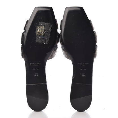 Saint Laurent Metallic Crackled Calfskin Nu Pied 05 Slide Sandals 39.5 Black Gun Metal 7 of 9