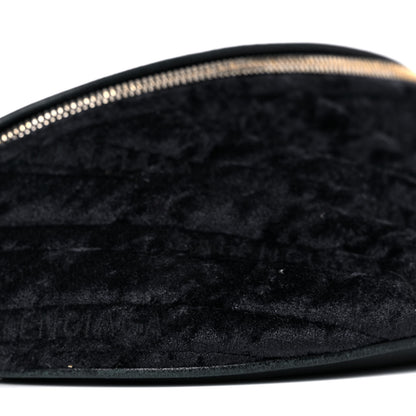Balenciaga Crushed Velvet Logo Embossed XXS Souvenir Belt Bag Black 9 of 13