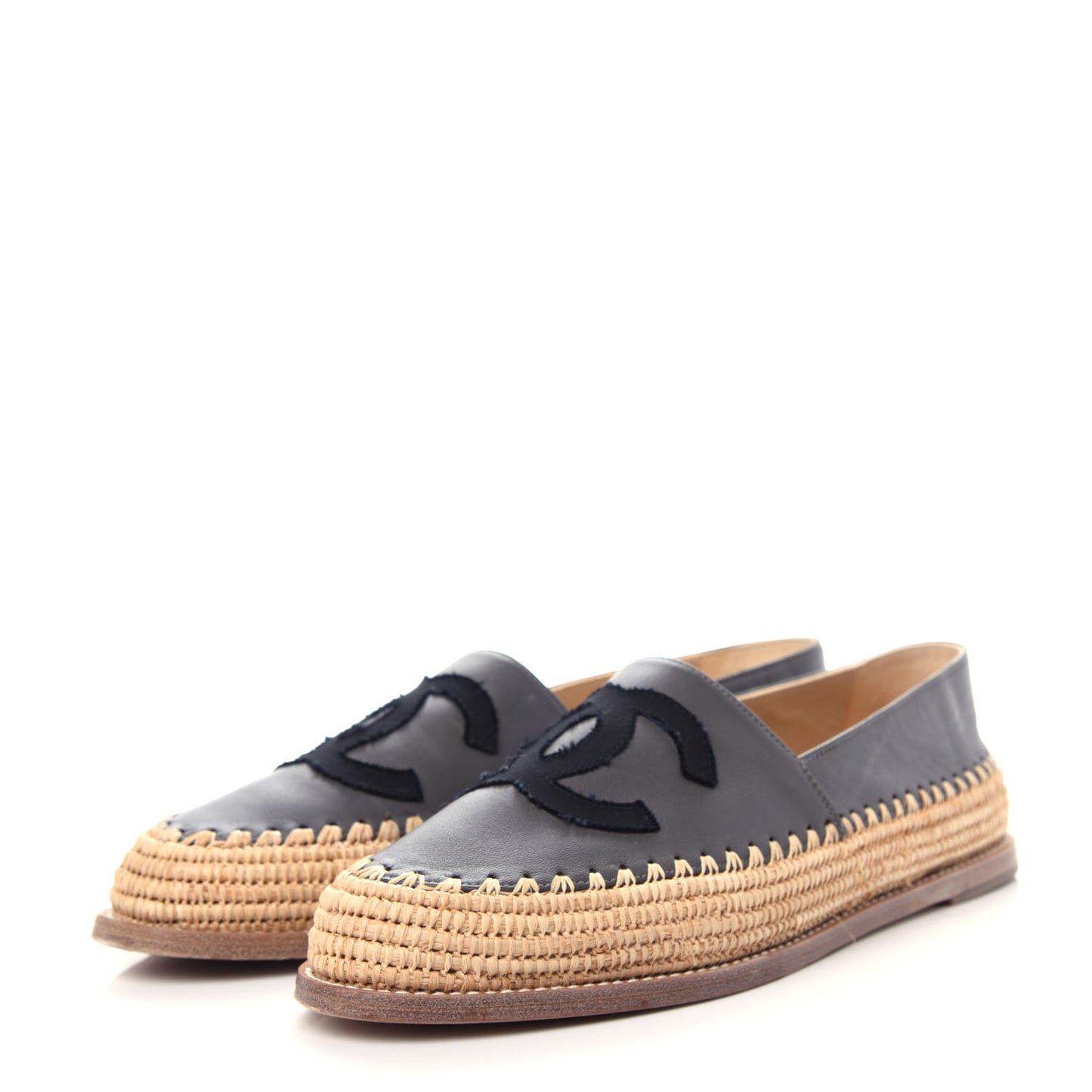Lambskin Grosgrain CC Espadrilles 39 Grey Black
