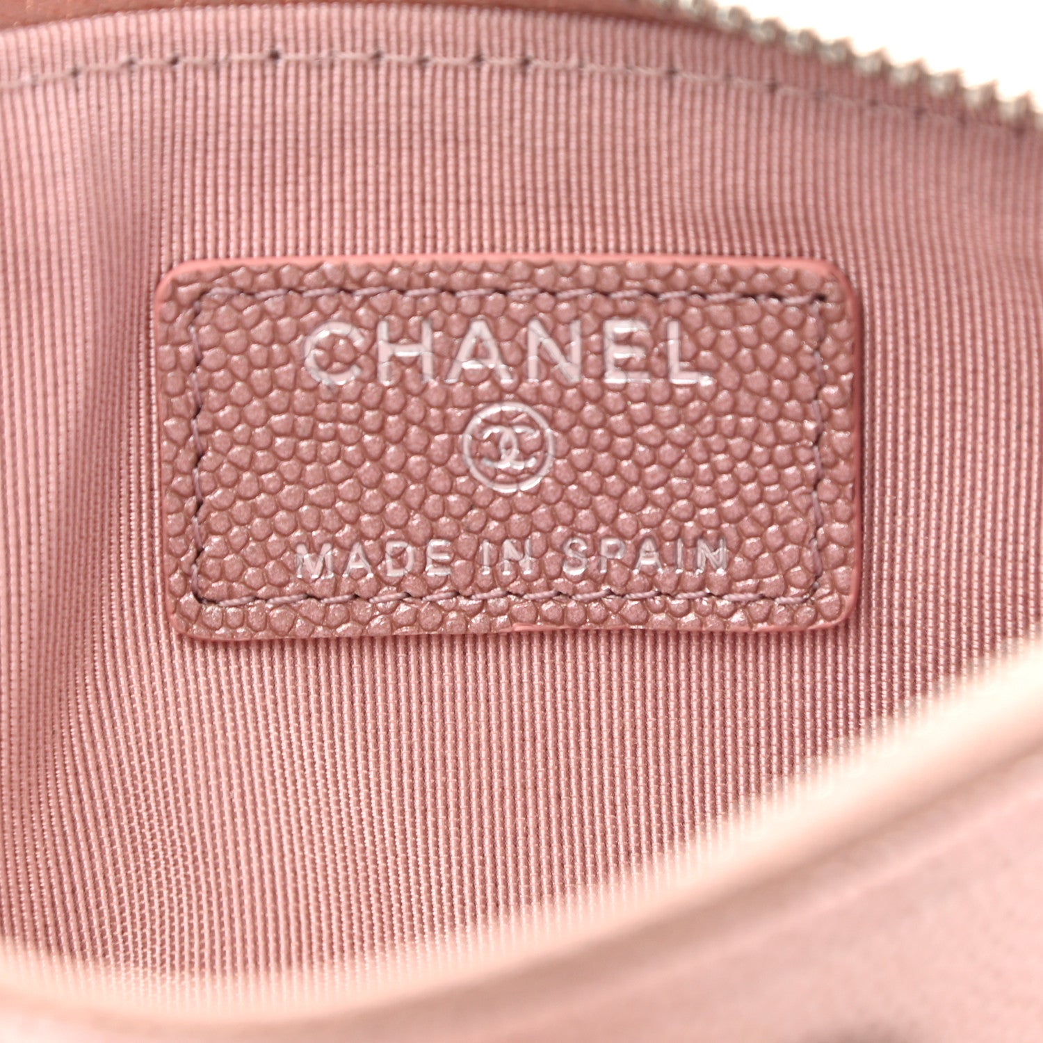 Chanel Metallic Caviar Chevron Quilted Small Vintage Mademoiselle Cosmetic Case Pink 6 of 7