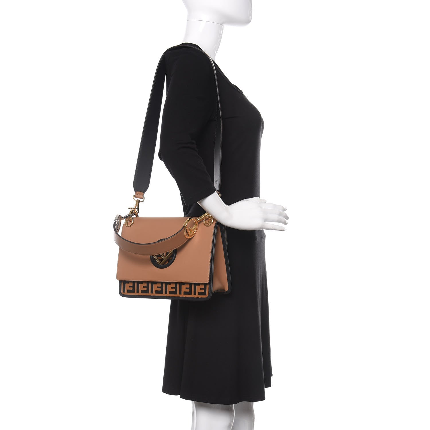 Fendi Vitello Century F is Fendi FF Embossed Kan I Shoulder Bag Orzo Tobacco 3 of 11