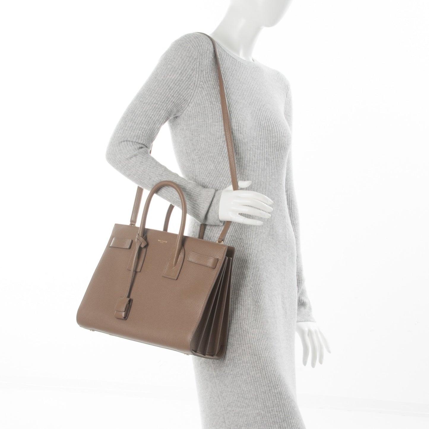 Grained Calfskin Small Sac De Jour Taupe