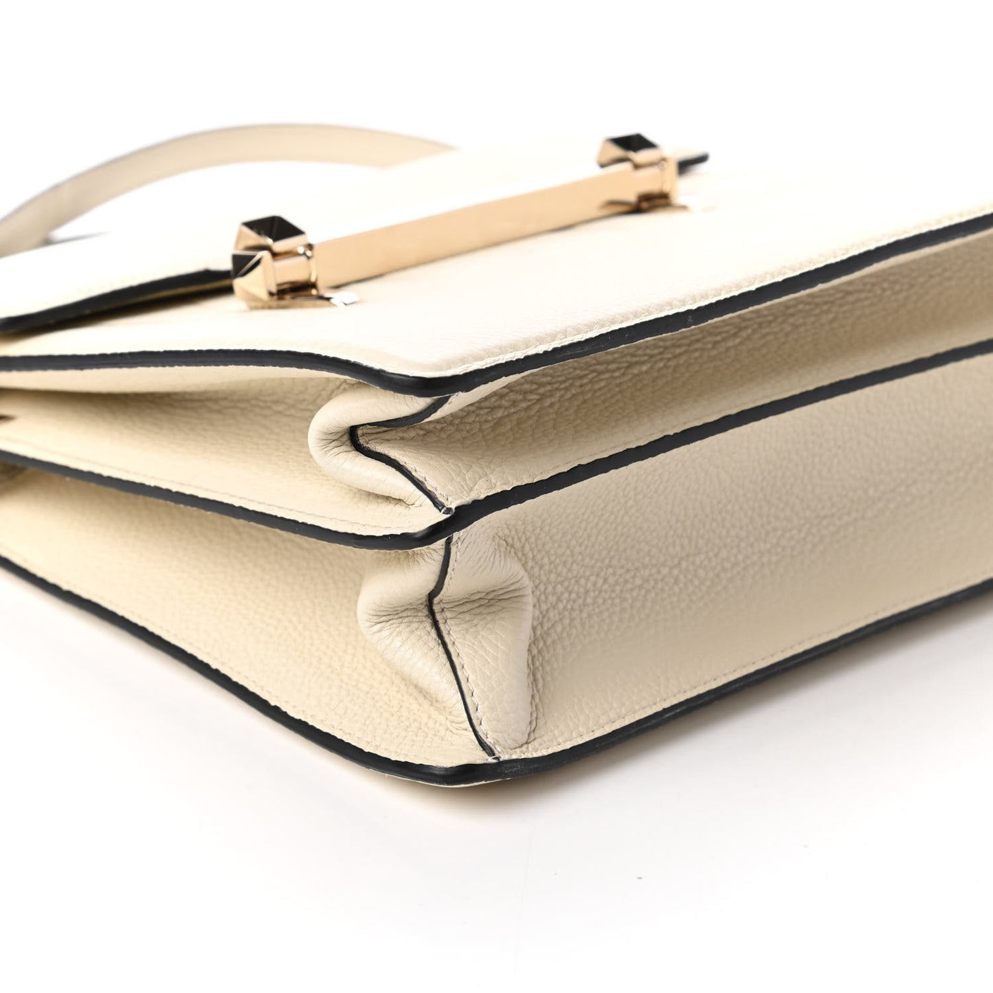 Grainy Calfskin Embossed VLTN Uptown Top Handle Bag Ivory