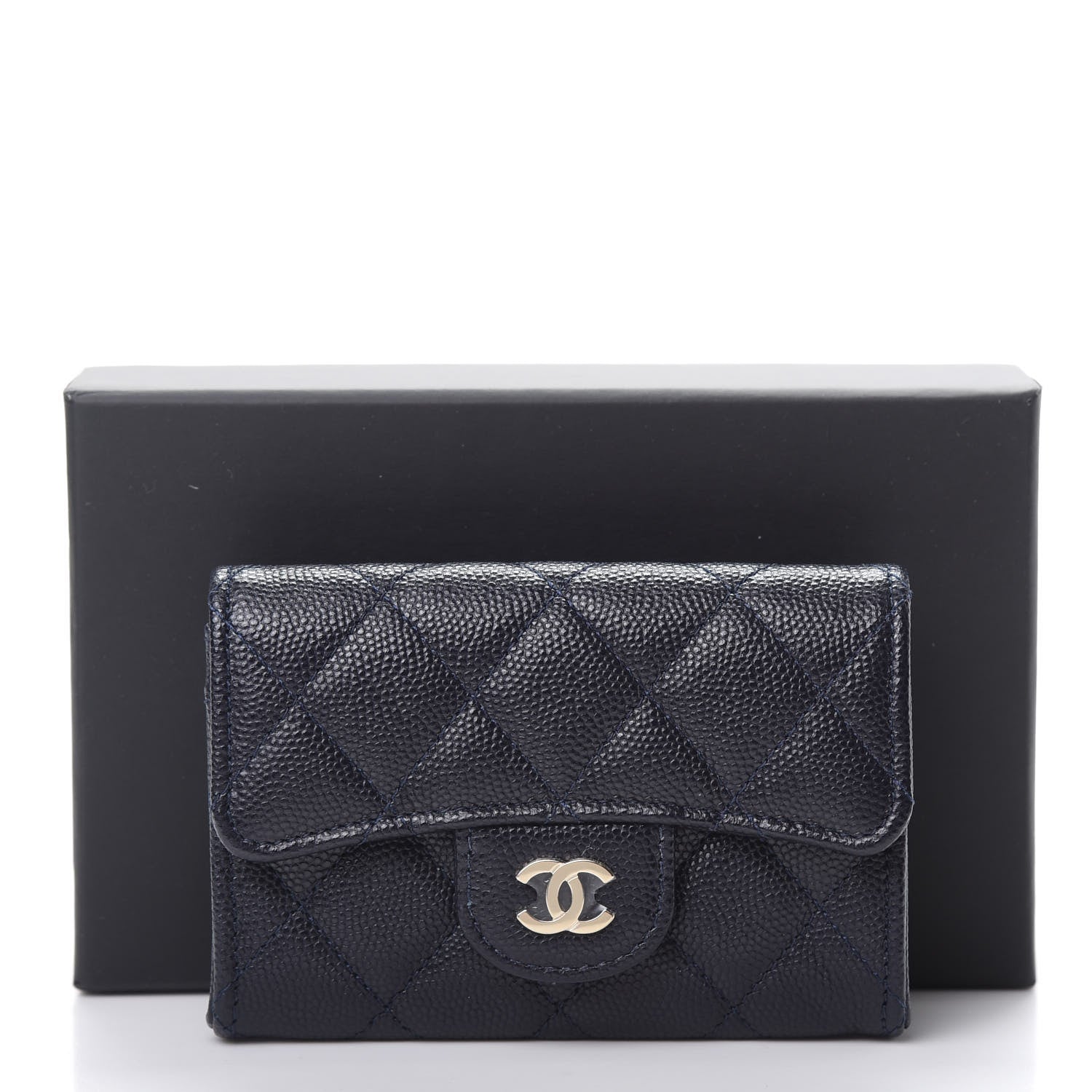 Chanel Caviar Quilted Flap Card Holder Dark Blue 9 of 9