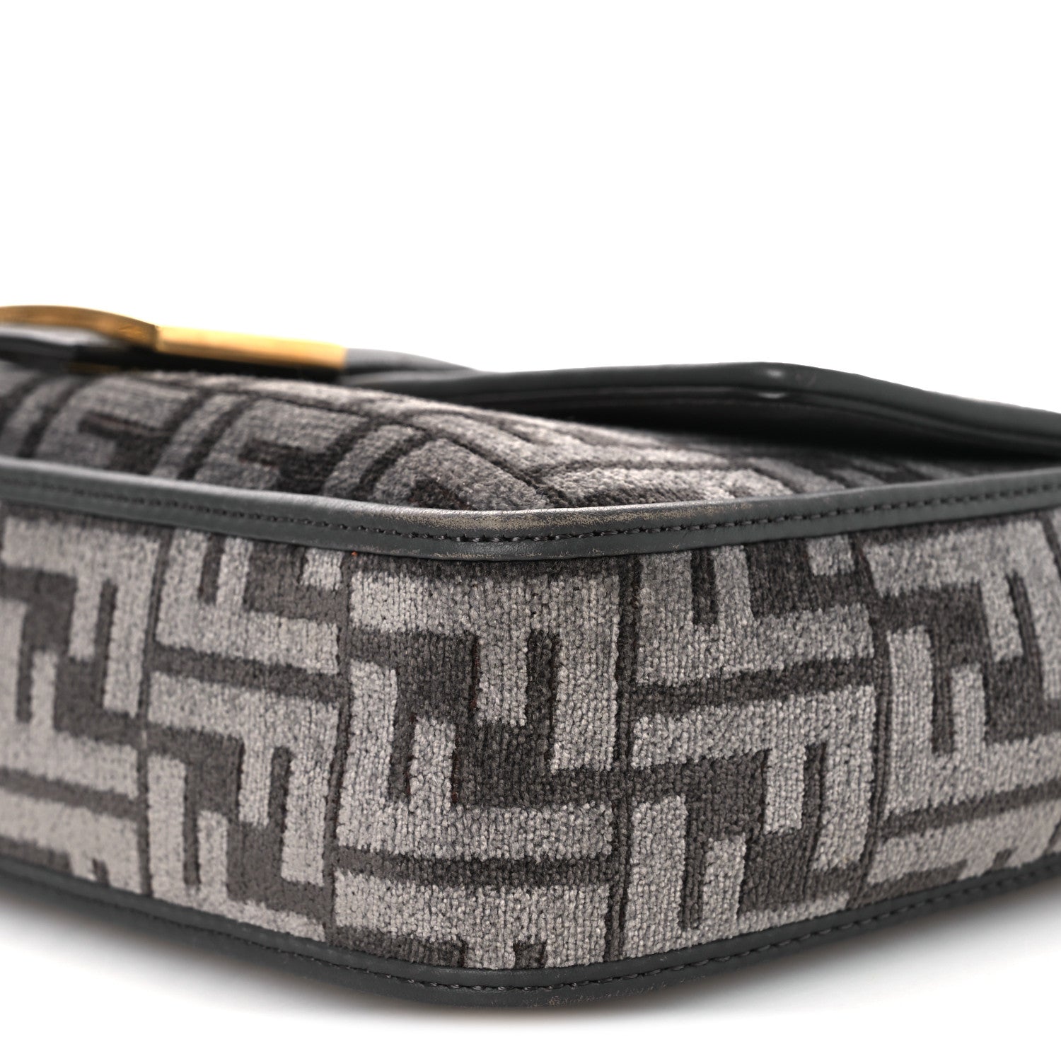 Fendi Chenille FF Embroidered Baguette Antracite Asfalto 9 of 13