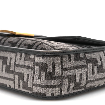 Fendi Chenille FF Embroidered Baguette Antracite Asfalto 9 of 13