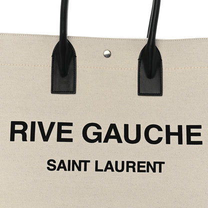 Saint Laurent Linen Calfskin Rive Gauche Tote Greggio Natural 8 of 11