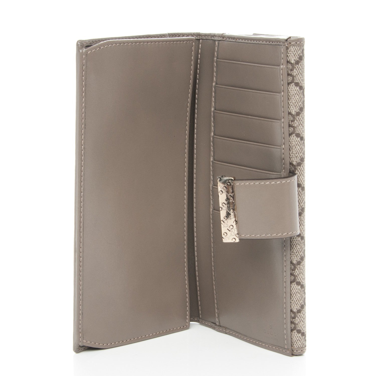 Gucci GG Supreme Monogram Icon Bar Continental Flap Wallet Beige Ebony Grigio 5 of 8