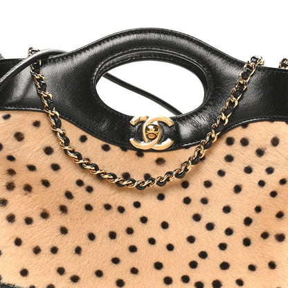 Chanel Shiny Lambskin Pony Hair Cheetah Printed Mini 31 Shopping Bag Light Beige Black Light Beige Black 8 of 11